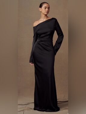 Meshki One-Shoulder Black maxi dress